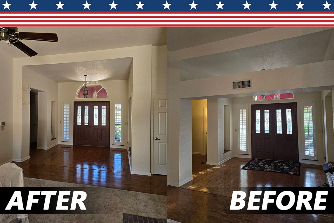 Open overhead space / enlarge entry.