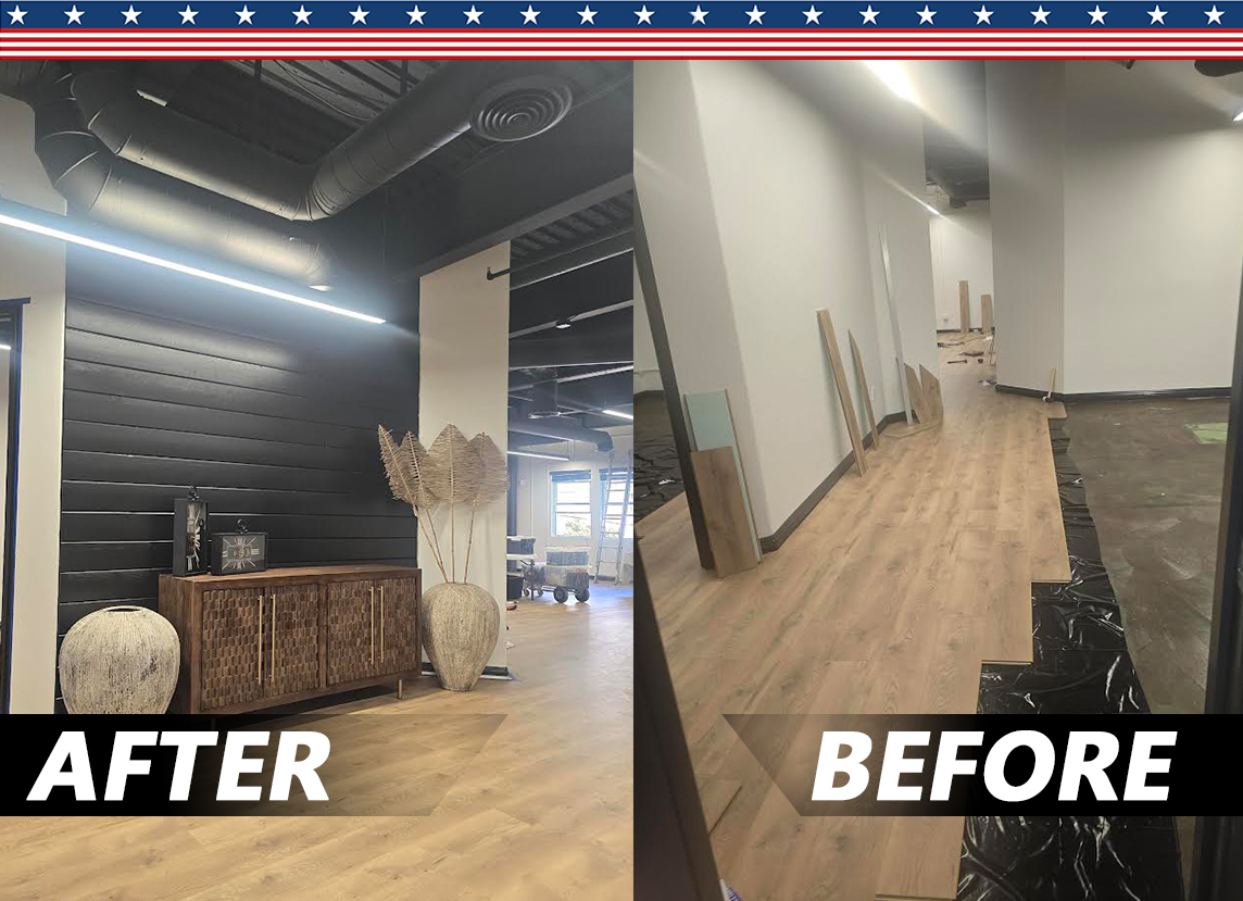 Installed new flooring and added shiplap to walls
